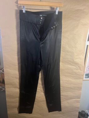 Zara Black Faux Leather Trousers